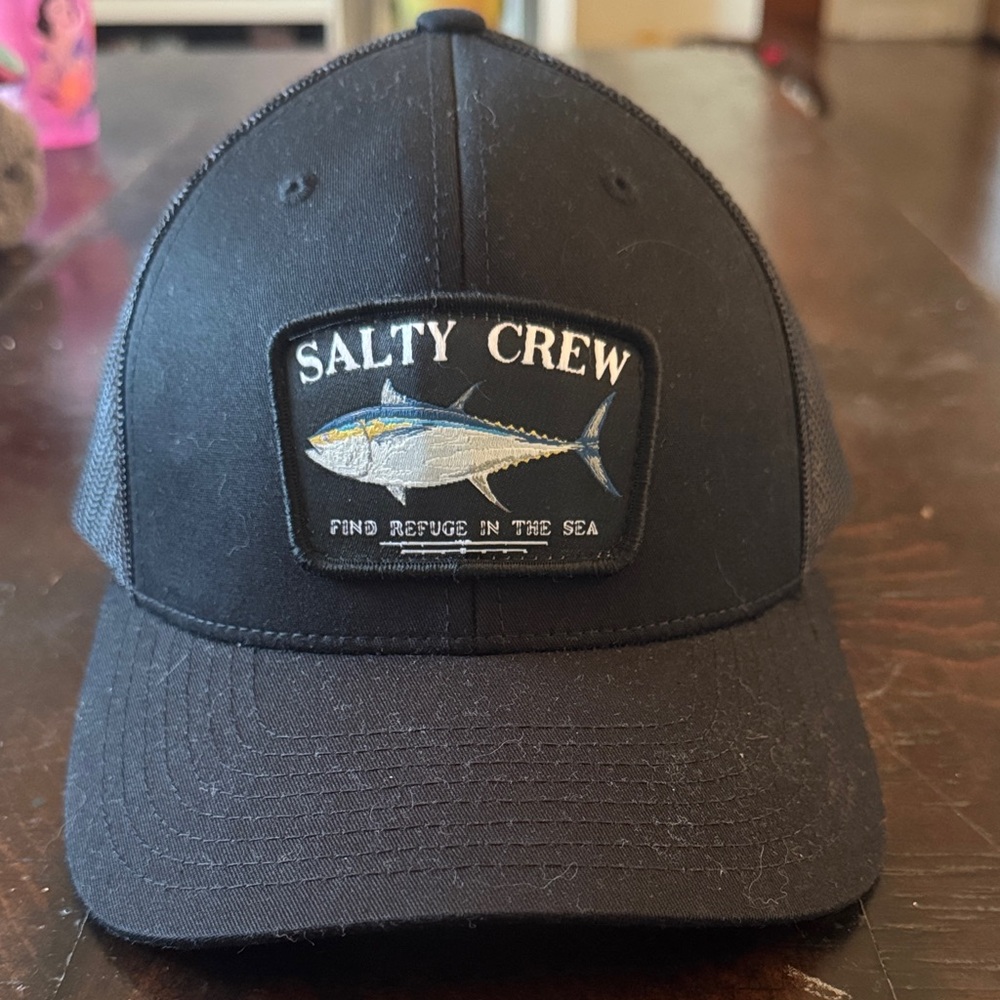 Salty Crew Black Trucker Hat with Tuna Patch
